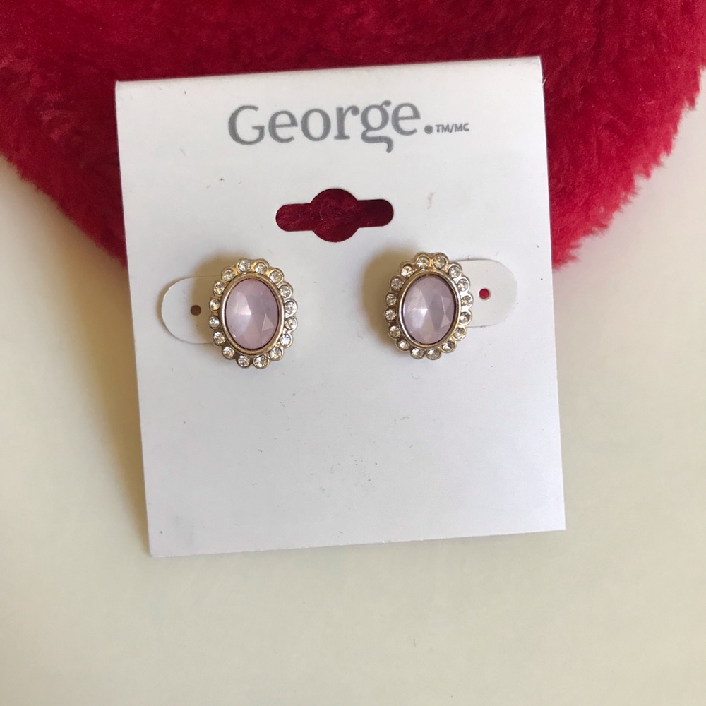George Pink and Gold Crystal Post Earrings